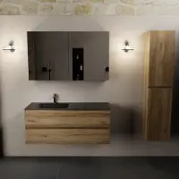 Mondiaz aivy 120 cm badmeubel chai, wastafel urban solid surface links 1 kraangat met spiegelkast