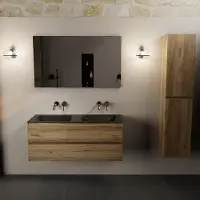 Mondiaz aivy 120 cm badmeubel chai, wastafel urban solid surface dubbel zonder kraangat met spiegel