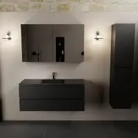 Mondiaz AIVY 120cm badmeubel Urban, wastafel Urban solid surface midden 1 kraangat met spiegelkast (AI-351621URBAN-SI - AI-M120URMI - AI-C120URMI)