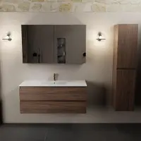 Mondiaz AIVY 120cm badmeubel Mocha, wastafel glanzend wit keramiek midden 1 kraangat met spiegelkast (M60103 - AI-M120MOMI - AI-C120MOMI)