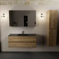 Mondiaz AIVY 120cm badmeubel Chai, wastafel Urban solid surface midden 1 kraangat met spiegelkast (AI-351621URBAN-SI - AI-M120CHMI - AI-C120CHMI)