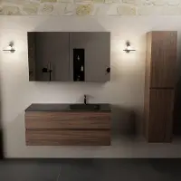 Mondiaz aivy 120 cm badmeubel mocha, wastafel urban solid surface rechts 1 kraangat met spiegelkast