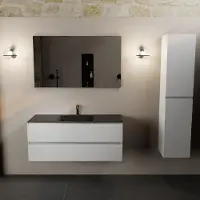 Mondiaz aivy 120 cm badmeubel talc, wastafel urban solid surface midden 1 kraangat met spiegel