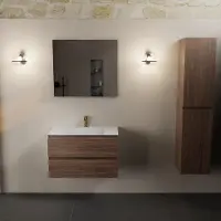 Mondiaz aivy 80 cm badmeubel mocha, wastafel talc solid surface midden 1 kraangat met spiegel