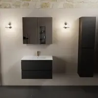 Mondiaz AIVY 80cm badmeubel Urban, wastafel glanzend wit keramiek midden 1 kraangat met spiegelkast (M60101 - AI-M80URMI - AI-C80URMI)