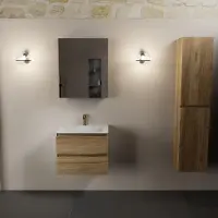 Mondiaz AIVY 60cm badmeubel Chai, wastafel Talc solid surface midden 1 kraangat met spiegelkast (AI-351111TALC-SI - AI-M60CHMI - AI-C60CHMI)