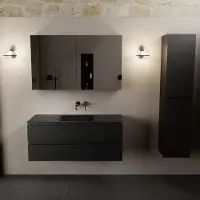 Mondiaz AIVY 120cm badmeubel Urban, wastafel Urban solid surface midden zonder kraangat met spiegelkast (AI-351621URBAN-NO - AI-M120URMI - AI-C120URMI)