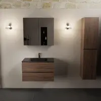 Mondiaz aivy 80 cm badmeubel mocha, wastafel urban solid surface midden 1 kraangat met spiegelkast