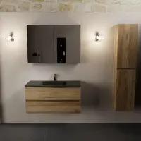 Mondiaz aivy 100 cm badmeubel chai, wastafel urban solid surface midden 1 kraangat met spiegelkast