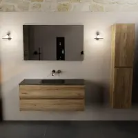 Mondiaz AIVY 120cm badmeubel Chai, wastafel Urban solid surface midden zonder kraangat met spiegel (AI-351621URBAN-NO - AI-M120CHMI - AI-S120X70)