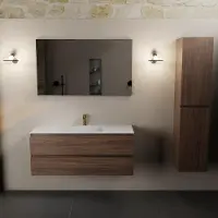 Mondiaz AIVY 120cm badmeubel Mocha, wastafel Talc solid surface midden 1 kraangat met spiegel (AI-351621TALC-SI - AI-M120MOMI - AI-S120X70)