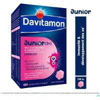 Davitamon Junior Framboos - Multivitamines vanaf 3 Jaar 120 St Tabletten