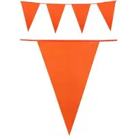 Partyxplosion 2x stuks oranje vlaggenlijn plastic 25 meter - Vlaggenlijnen
