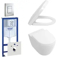 Villeroy & Boch Subway Compact Toiletset directflush inbouwreservoir - diepspoel wandcloset bedieningsplaat verticaal/horizontaal - rvs 0729205/0720026/1024232/1025456/