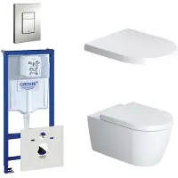 Duravit Starck Me Toiletset - inbouwreservoir - diepspoel - wandcloset - softclose - bedieningsplaat verticaal/horizontaal - mat chroom 0720002/0729205/0293433/0293435/