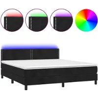 vidaXL Boxspringbed met matras en LED-verlichting, zwart, 180x200 cm, fluweel