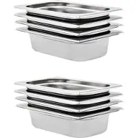 vidaXL Gastronormbakken 8 st GN 1/4 65 mm roestvrij staal