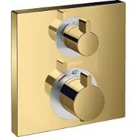 Hansgrohe Thermostaat Ecostat Square f, inbouwthermostaat, 2 verbruikers, goudkleurige afwerking, complete set voor inbouw