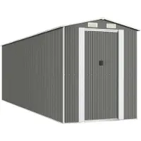 vidaXL Tuinschuur 192x606x223 cm gegalvaniseerd staal lichtgrijs