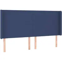 vidaXL Hoofdbord met randen 203x16x118/128 cm stof blauw