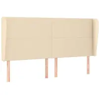 vidaXL Hoofdbord met randen 183x23x118/128 cm stof crèmekleurig
