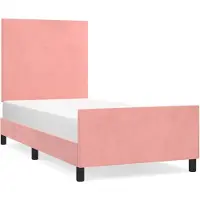 vidaXL Bedframe met hoofdeinde fluweel roze 90x200 cm