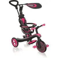 Globber EXPLORER TRIKE 4-in-1 – Duowagen, driewieler en loopfiets, 10/8,5 inch, TPR-zitting, in hoogte verstelbaar, fuchsia roze