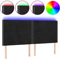 vidaXL Hoofdbord LED 200x5x118/128 cm fluweel zwart