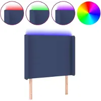 vidaXL Hoofdbord LED 83x16x118/128 cm stof blauw