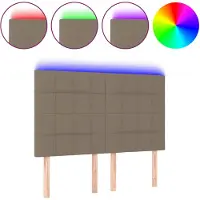 vidaXL Hoofdbord LED 144x5x118/128 cm stof taupe