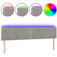 vidaXL Hoofdbord LED 200x5x78/88 cm fluweel lichtgrijs