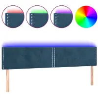 vidaXL Hoofdbord LED 200x5x78/88 cm fluweel donkerblauw
