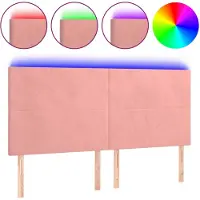 vidaXL Hoofdbord LED 180x5x118/128 cm fluweel roze