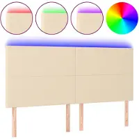 vidaXL Hoofdbord LED 200x5x118/128 cm stof crèmekleurig