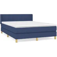 vidaXL Boxspring met matras stof blauw 140x200 cm