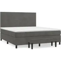 vidaXL Boxspring met matras fluweel donkergrijs 160x200 cm