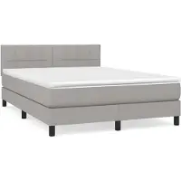 vidaXL Boxspring met matras stof lichtgrijs 140x200 cm