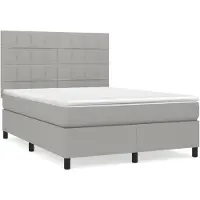 vidaXL Boxspring met matras stof lichtgrijs 140x190 cm