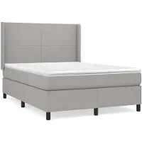vidaXL Boxspring met matras stof lichtgrijs 140x200 cm