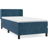 vidaXL Boxspring met matras fluweel donkerblauw 90x190 cm