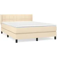 vidaXL Boxspring met matras stof crèmekleurig 140x190 cm