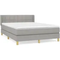 vidaXL Boxspring met matras stof lichtgrijs 140x190 cm