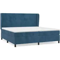 vidaXL Boxspring met matras fluweel donkerblauw 200x200 cm