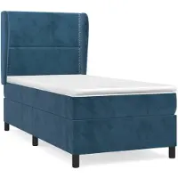 vidaXL Boxspring met matras fluweel donkerblauw 100x200 cm