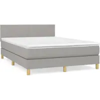 vidaXL Boxspring met matras stof lichtgrijs 140x190 cm