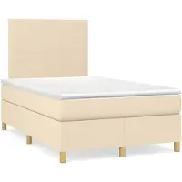 vidaXL Boxspring met matras stof crèmekleurig 120x200 cm