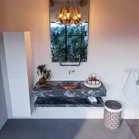 Mondiaz Alan DLux planchet 130cm met wastafel midden zonder kraangat lava