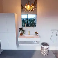 Mondiaz Alan DLux planchet 90cm met wastafel midden 1 kraangat ostra