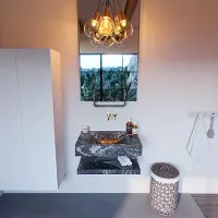 Mondiaz Alan DLux planchet 70cm met wastafel midden zonder kraangat lava