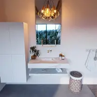 Mondiaz Alan DLux planchet 100cm met wastafel midden zonder kraangat frappe